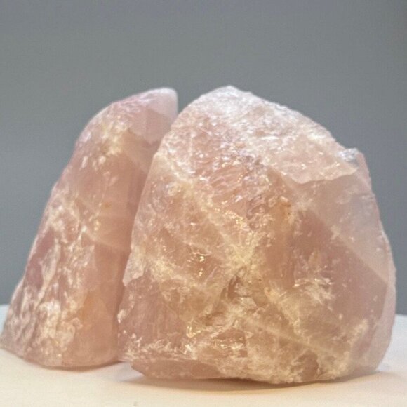 Pink Rose Quartz Crystal Bookends Natural Characteristics Unique Bookshelf (AH) - Picture 5 of 10